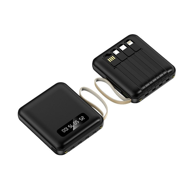 Compact power bank with integrated charging cables Bowlift