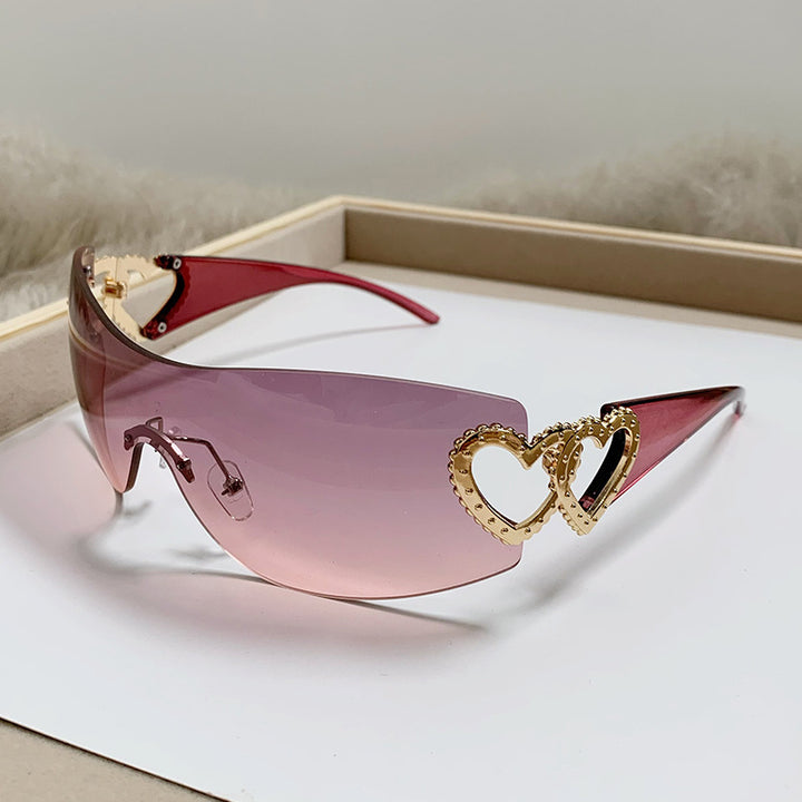 Ladies Designer Sunglasses with Luxurious Heart Accent Bowlift
