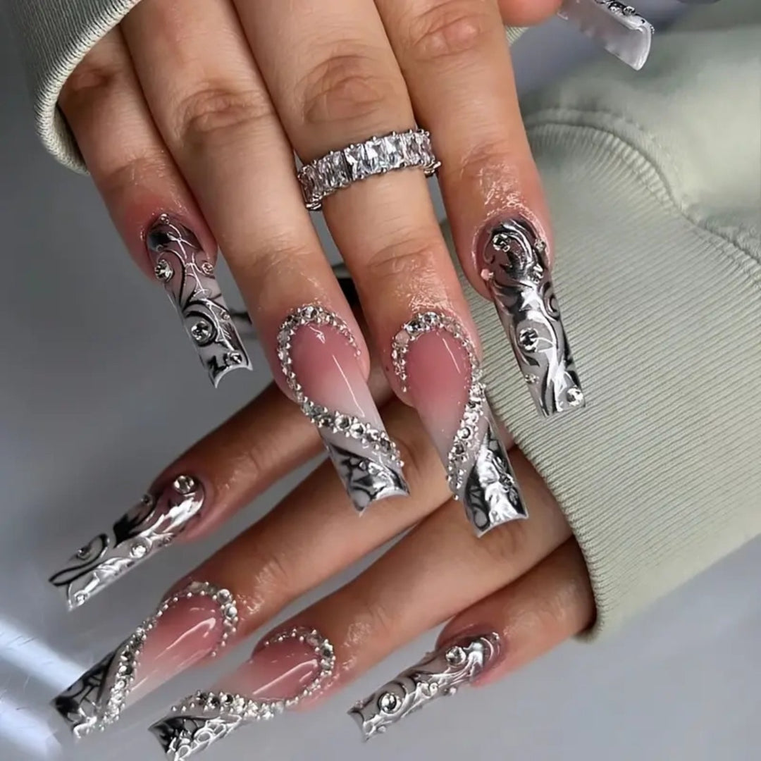Artificial nails with modern night motif Bowlift