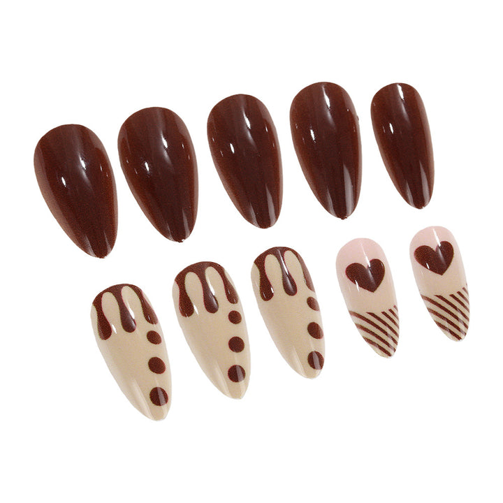 Artificial nails with creative heart and chocolate designs Bowlift