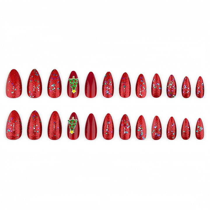 Festive artificial nails with Christmas tree design Bowlift