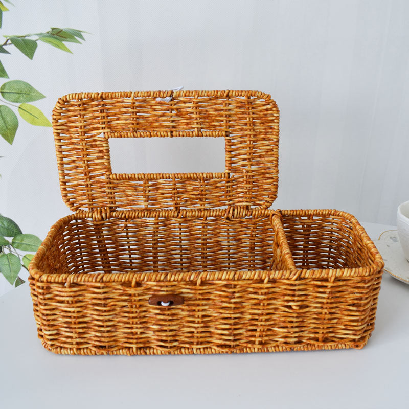 Handcrafted Woven Storage Organizer with Lid Bowlift