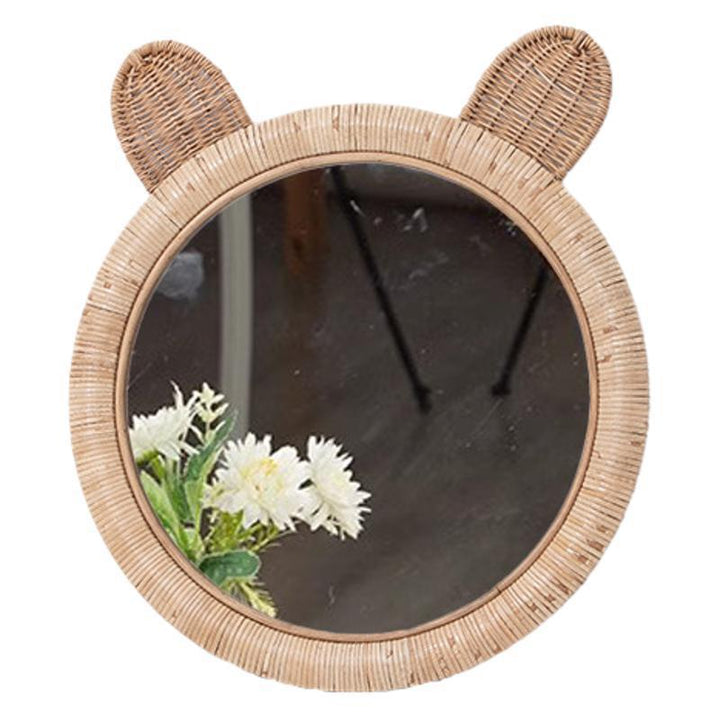 Round Wall Mirror with Rattan Design Bowlift