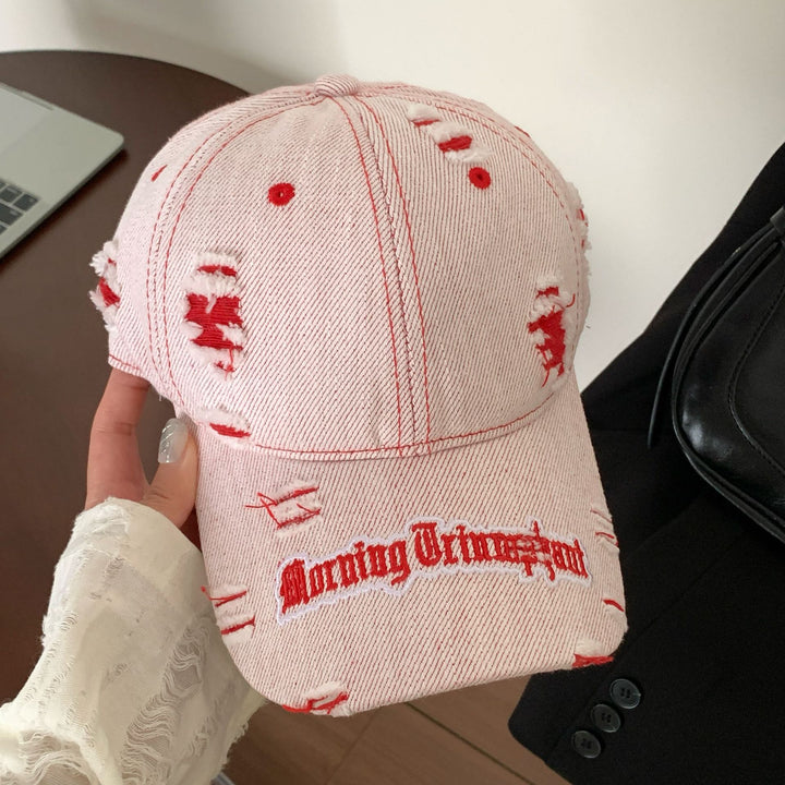 Women's Distressed Denim Baseball Cap Bowlift