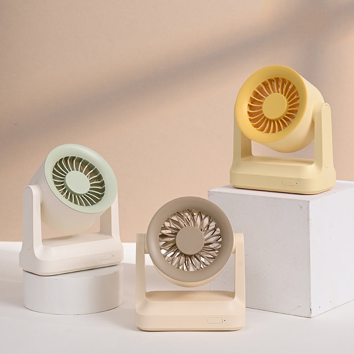 Unisex nan compact rechargeable table fan with pivoting turbine air guidance Bowlift