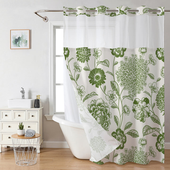 Floral Print Shower Curtain Bowlift