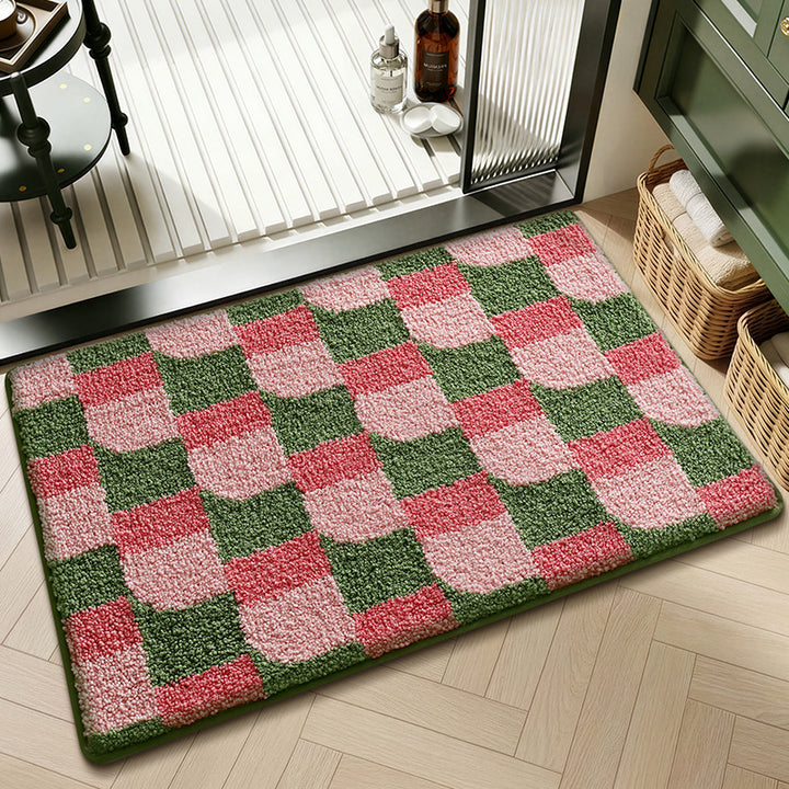 Plush Textured Zigzag Bath Mat Bowlift