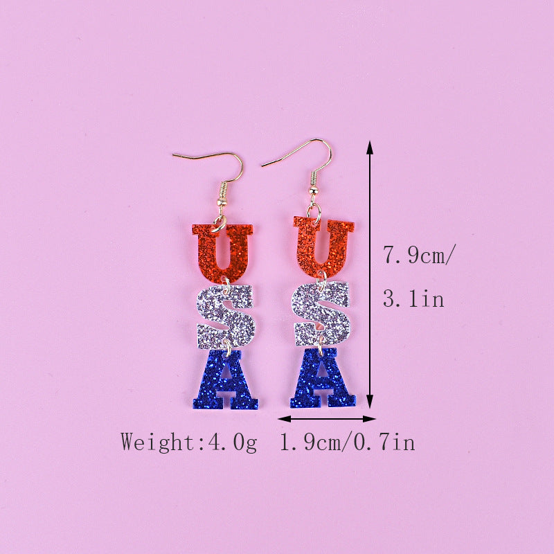 Women's nan triple star dangle glitter resin earrings with hypoallergenic hooks Bowlift