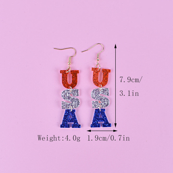 Women's nan triple star dangle glitter resin earrings with hypoallergenic hooks Bowlift