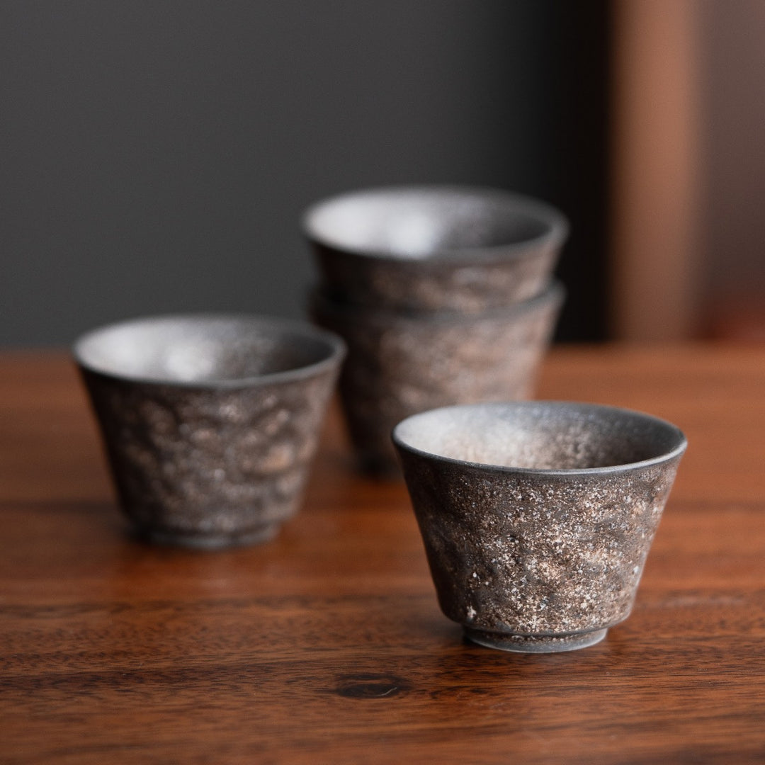 Handcrafted Rustic Ceramic Tea Cup with Textured Glaze Gift Box Bowlift