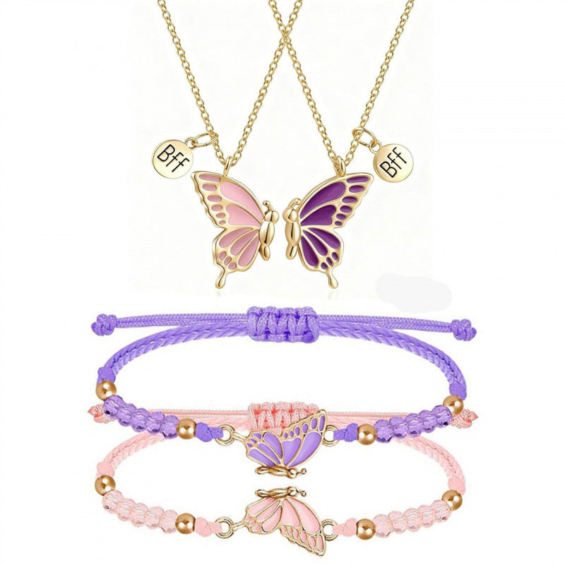 Butterfly Charm Necklace and Bracelet Set Bowlift