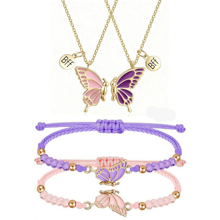 Butterfly Charm Necklace and Bracelet Set Bowlift