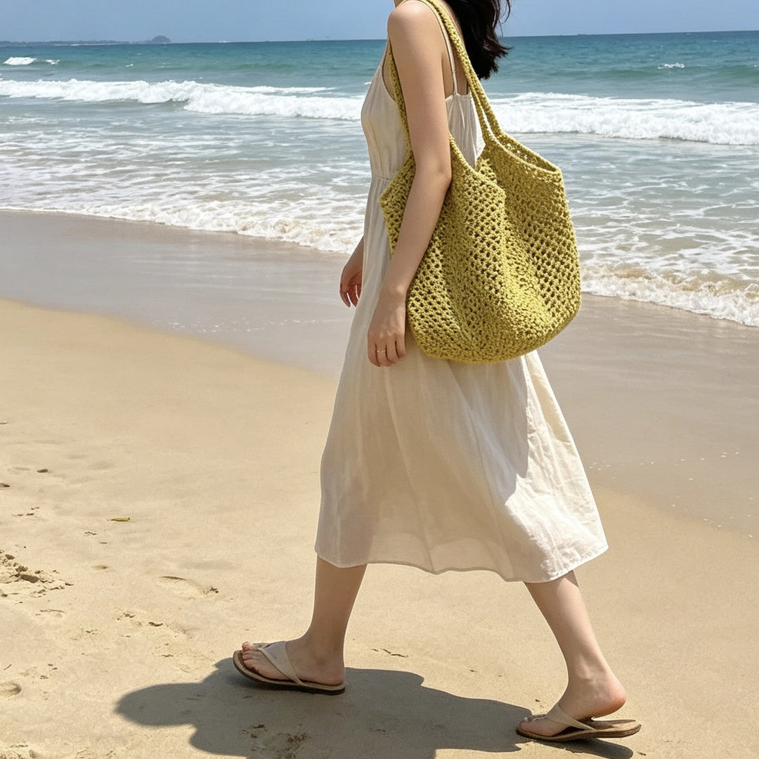 Hand-knotted tote bag in modern net design Bowlift