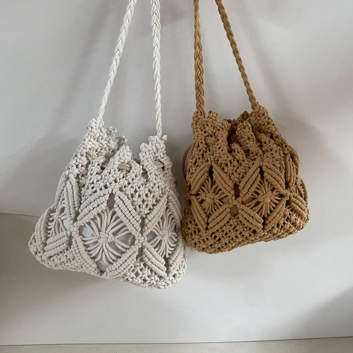 Macrame Crossbody Bag with Detail-Loving Pattern Bowlift
