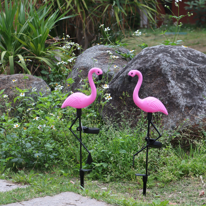 Decorative Solar Flamingo Lawn Stake With Adjustable Arm Bowlift