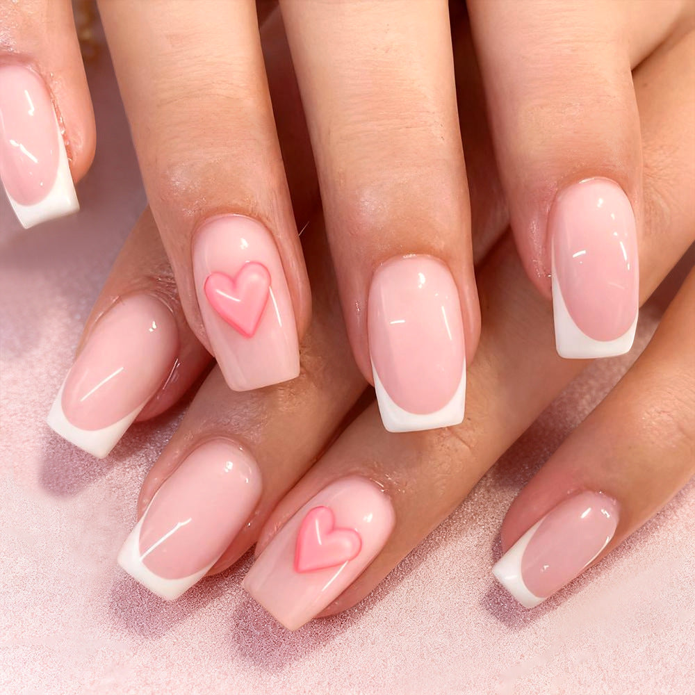 Heart-Decorated Press-On Nail Art Bowlift 1787543036