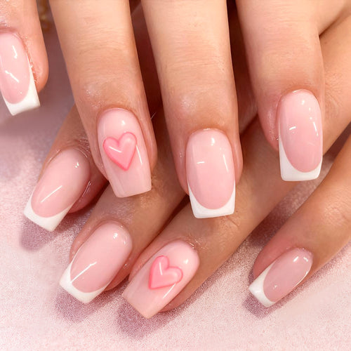 Heart-Decorated Press-On Nail Art Bowlift 1787543036
