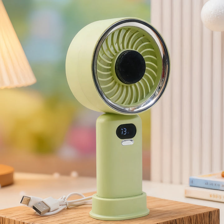 Women Portable Hand Fan with Digital Control and USB Connection Bowlift
