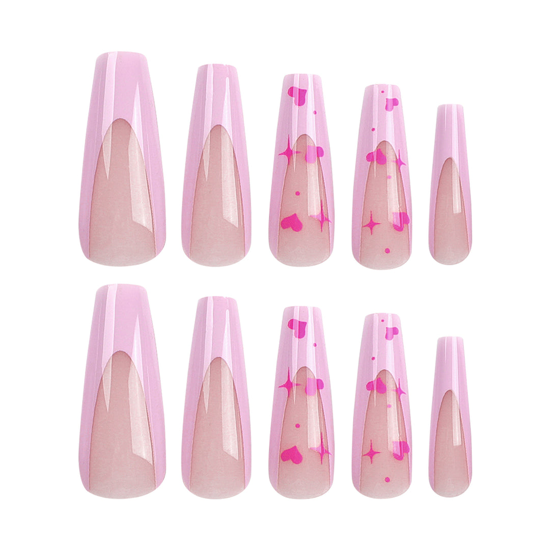 Artful Nail Extensions with Heart-Shaped Accents Bowlift