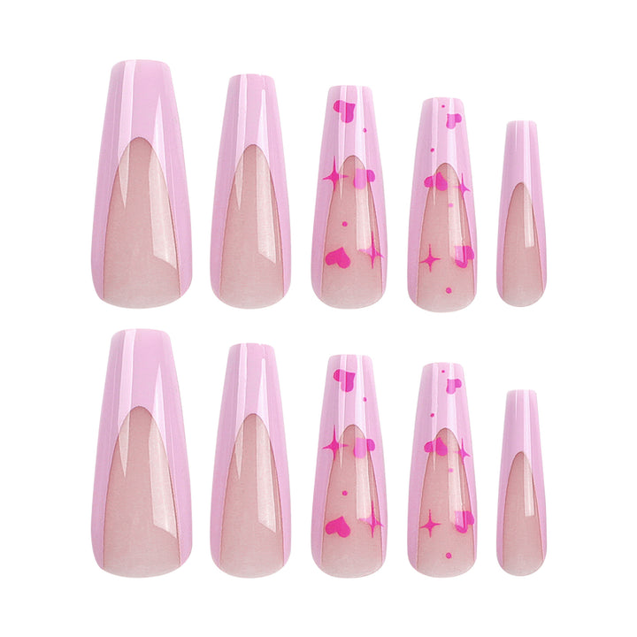 Artful Nail Extensions with Heart-Shaped Accents Bowlift