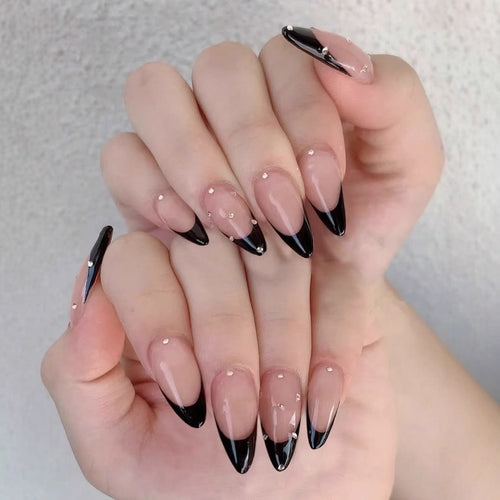 Artificial nail tips with elegant French design and glamorous details Bowlift