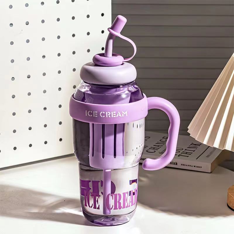 Women's multifunctional drinking container with integrated straw and sieve cup Bowlift