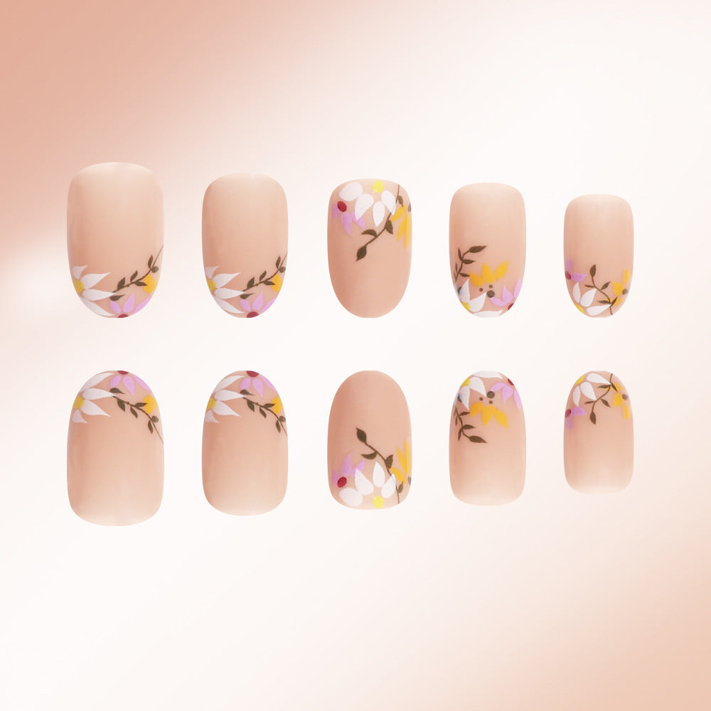 Floral Decorative Press-On Nail Set Bowlift