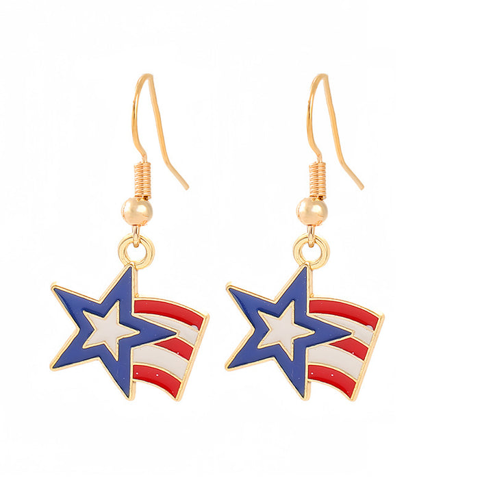 Women nan enamel horseshoe earrings with star motif and fishhook closure Bowlift