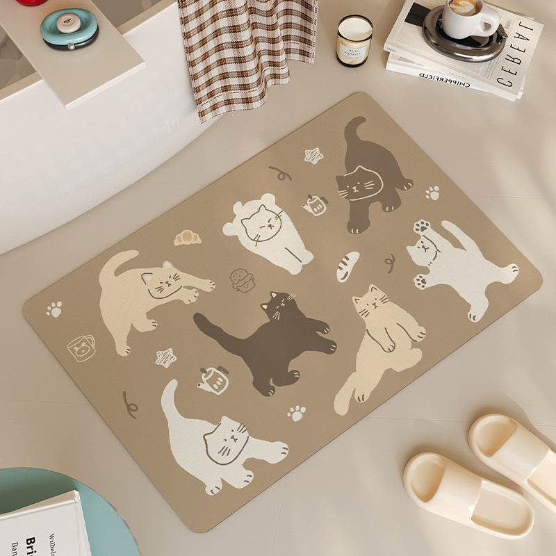 Adorable Cat-Themed Bathroom Mat