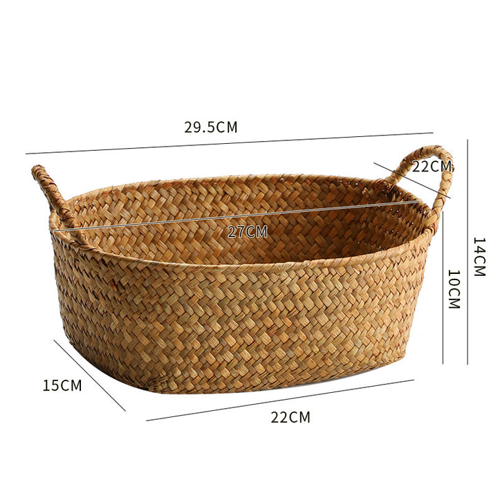 Natural Woven Storage Basket with Ergonomic Handles Bowlift