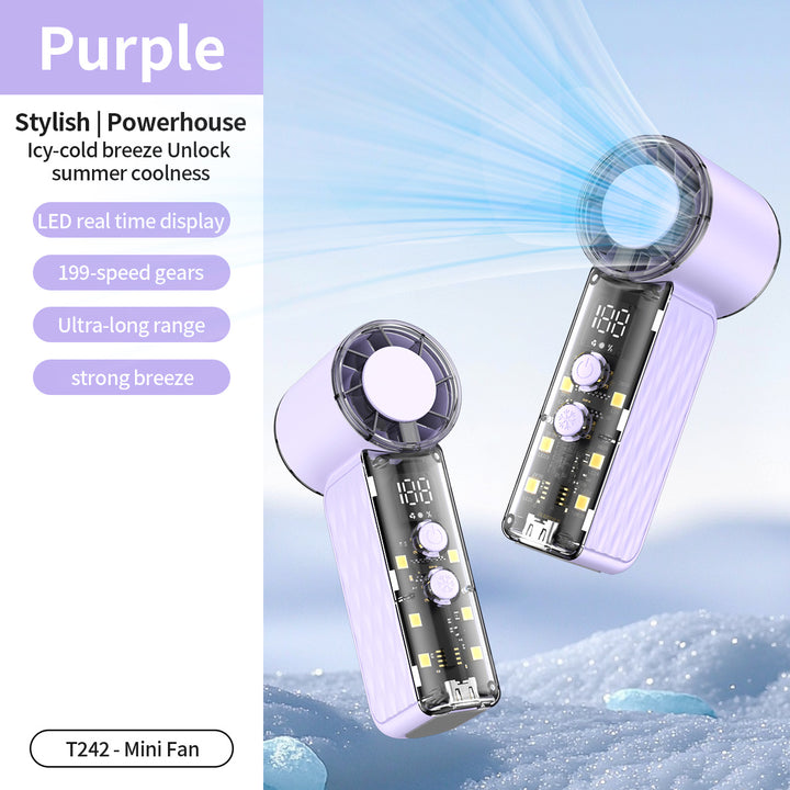 Women's nan compact rechargeable handheld cooling fan with LED real time display and multi-speed Bowlift
