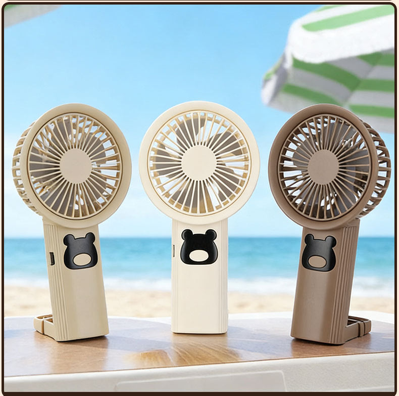 Cute Bear-Themed Handheld Fan Bowlift