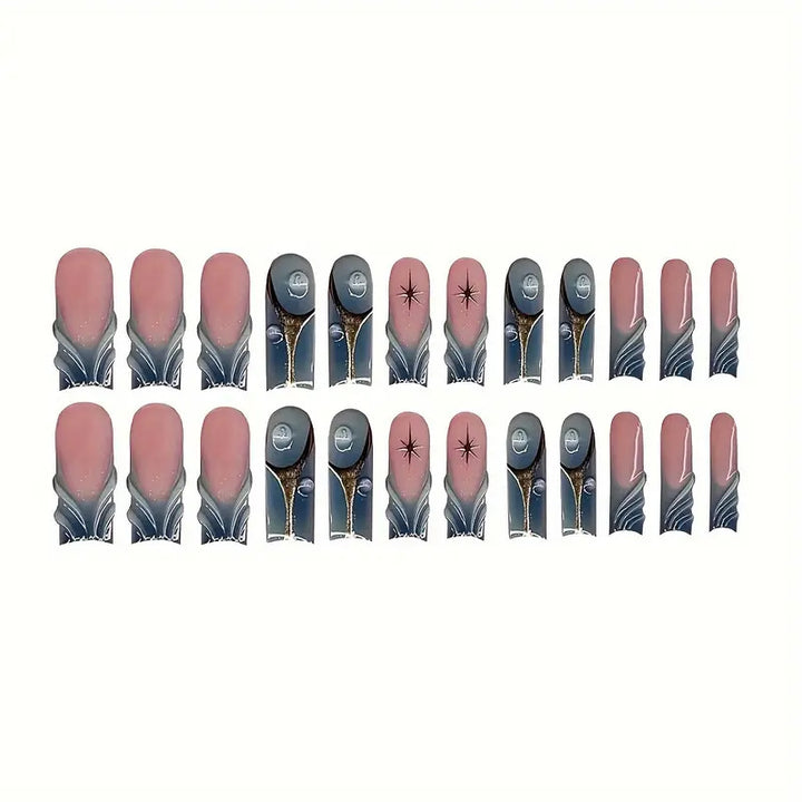 Artistic Abstract Press-On Nail Design Bowlift