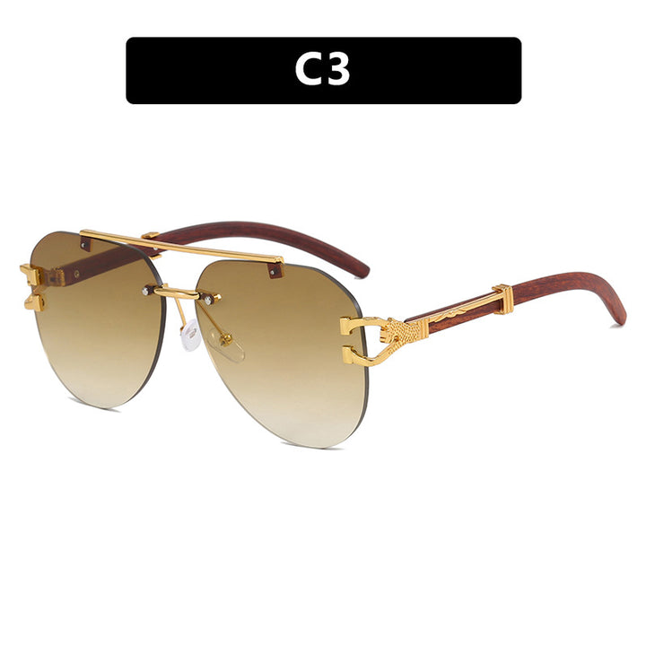 Ladies fashionable pilot sunglasses with luxurious metal accents and wood details Bowlift