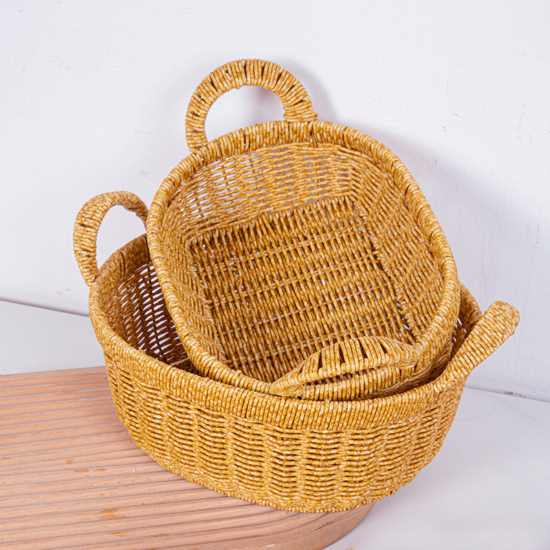 Handwoven Oval Storage Basket Bowlift