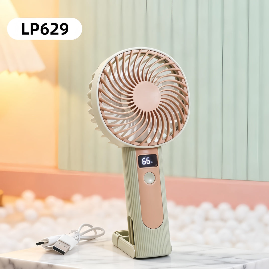 Ladies Portable Hand Fan with LED Display Bowlift