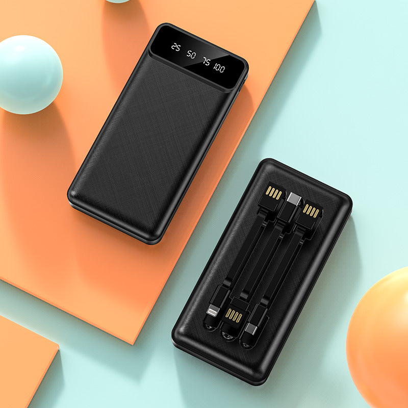Portable power bank with integrated multi-cable and digital charging display Bowlift