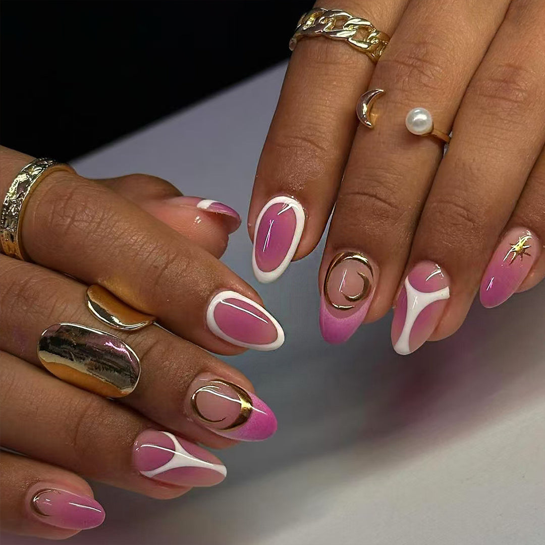 Artificial nails with elegant modern accents Bowlift
