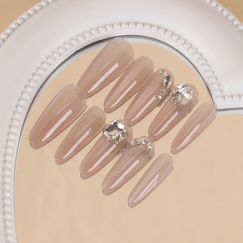 Glamorous Stiletto Press-On Nail Set with Rhinestone Accents Bowlift