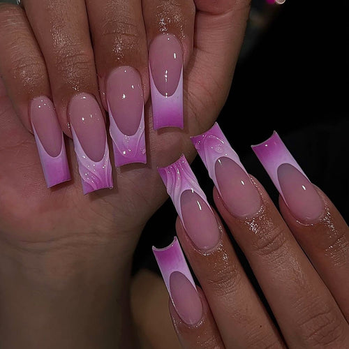 Elegant and artistic nail extensions with floral ombre design Bowlift