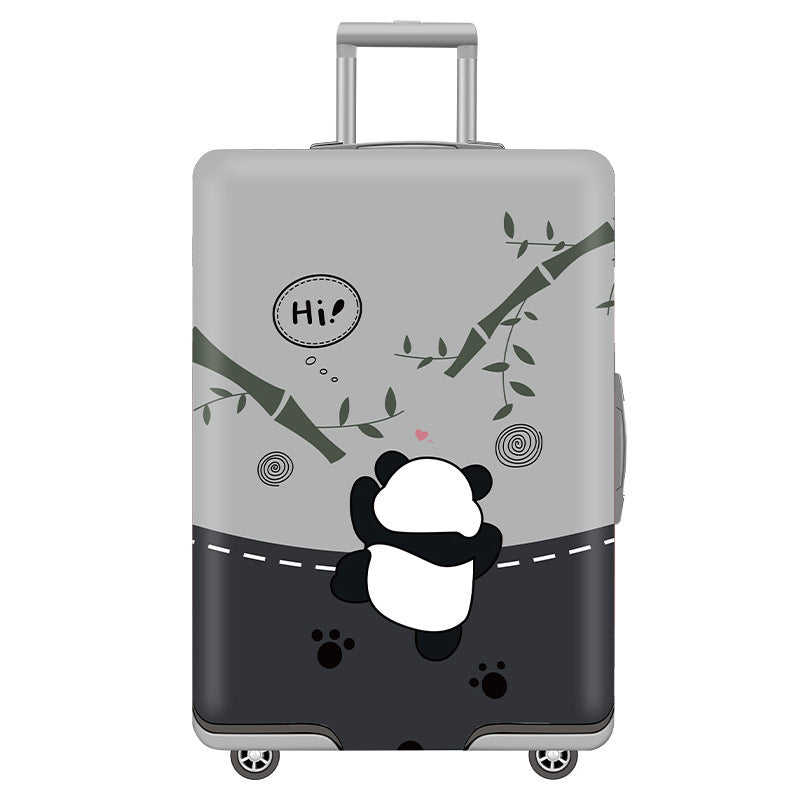 Unisex nan elastic motif suitcase cover made of stretchable polyester with handle and wheel openings Bowlift