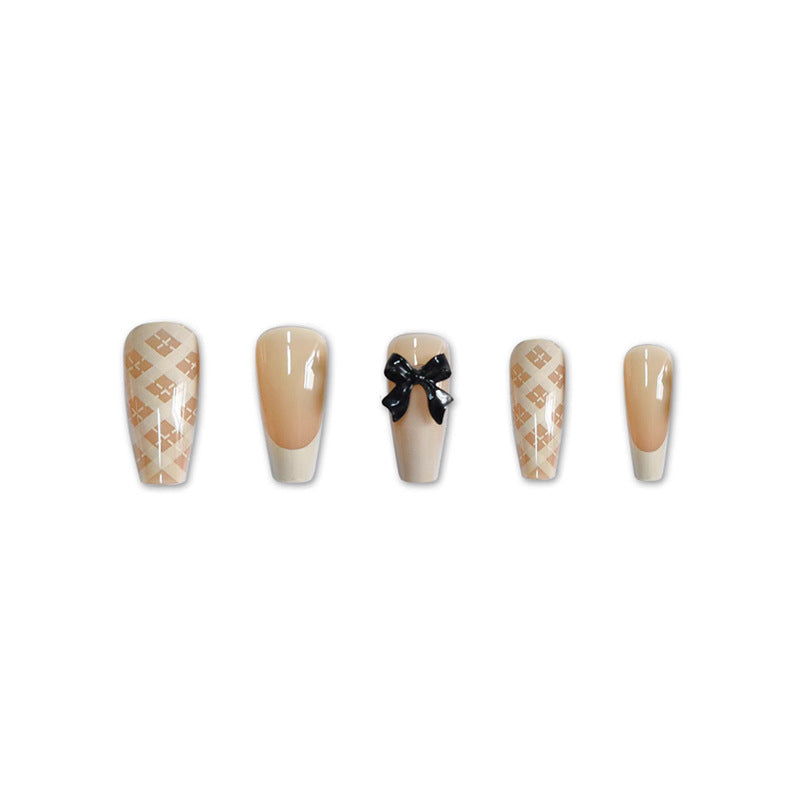 Stylish Press-On Nail Set with Decorative 3D Bow Accents Bowlift