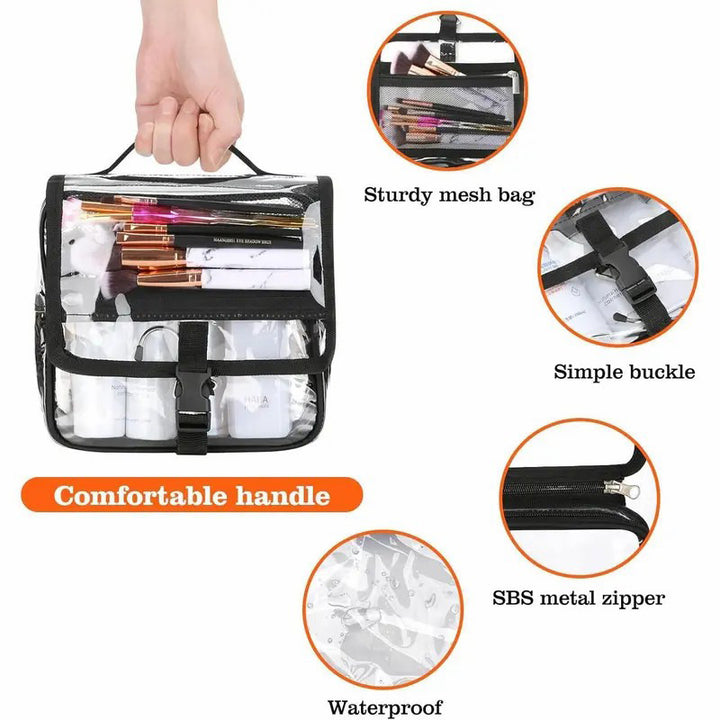 Cosmetic organizer with transparent design and practical hook Bowlift