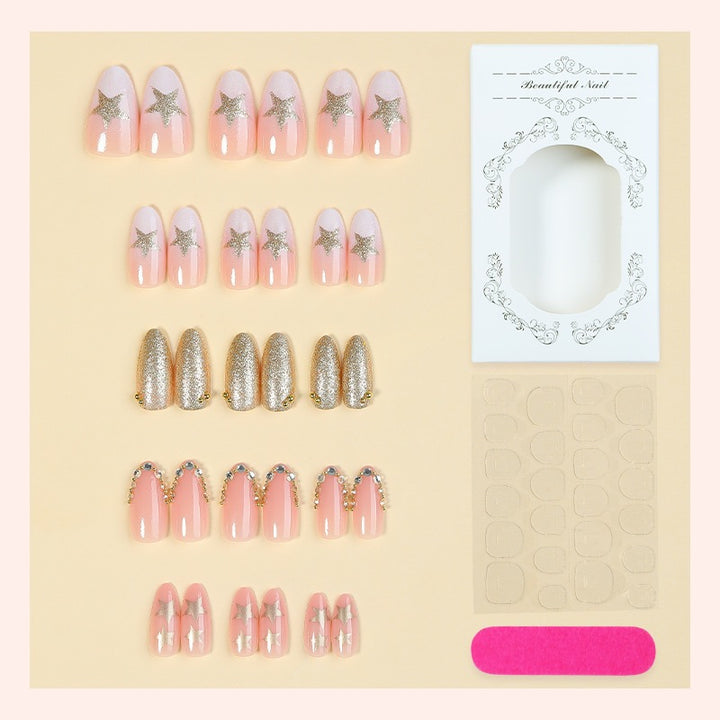 Acrylic nail set with glamorous decorations Bowlift
