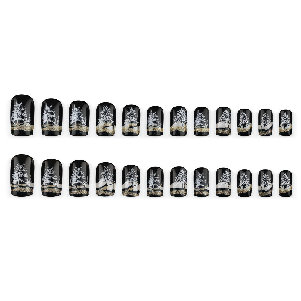 Artificial nails in elegant winter forest design Bowlift