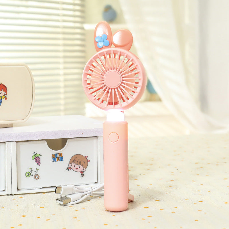 Women Portable Mini Handheld Fan with Light Function Bowlift