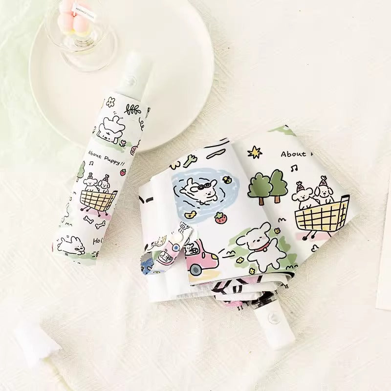 Women Automatic Mini Umbrella with Vibrant Animal Design Bowlift
