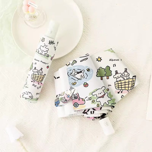 Women Automatic Mini Umbrella with Vibrant Animal Design Bowlift