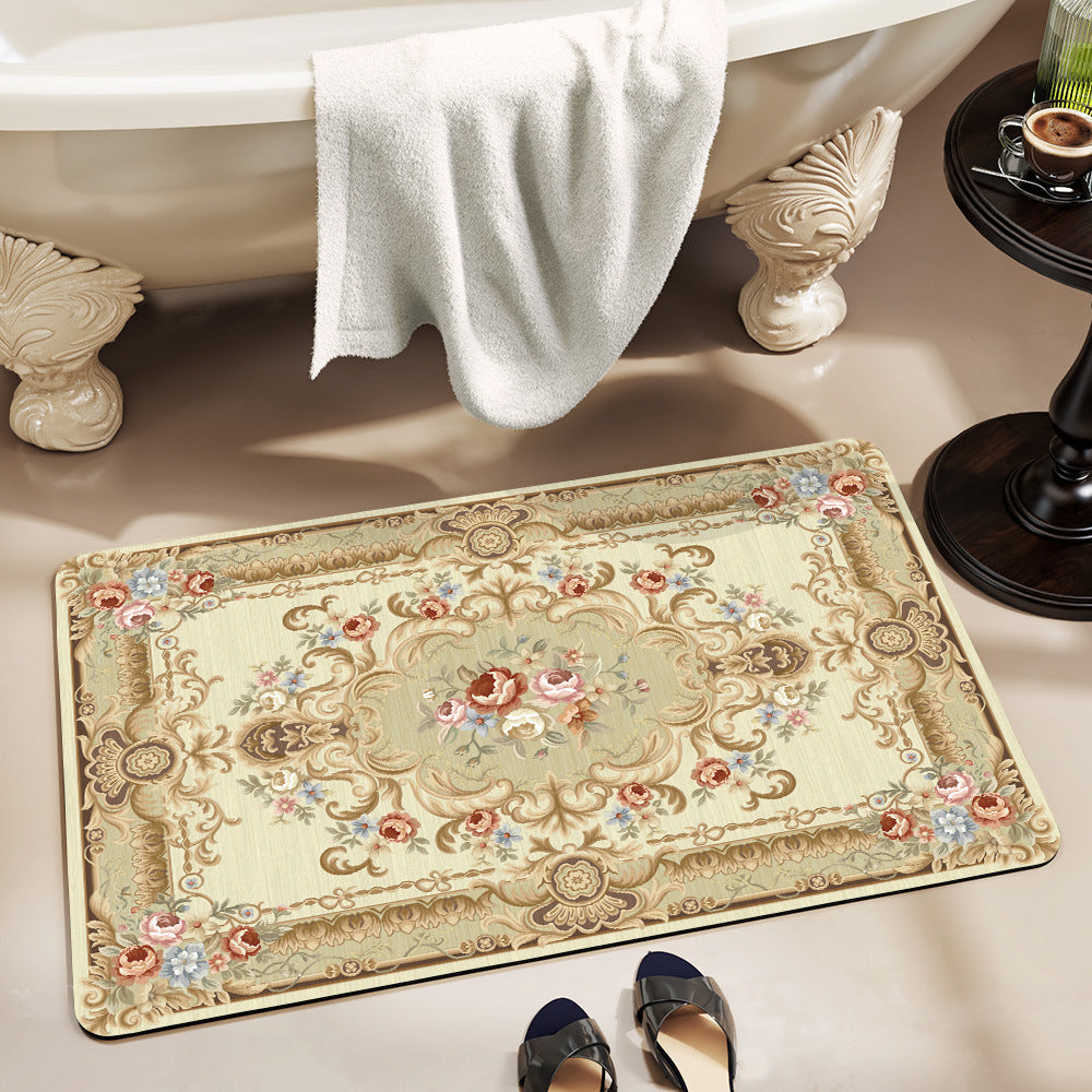 Floral-Patterned Luxury Bath Mat Bowlift