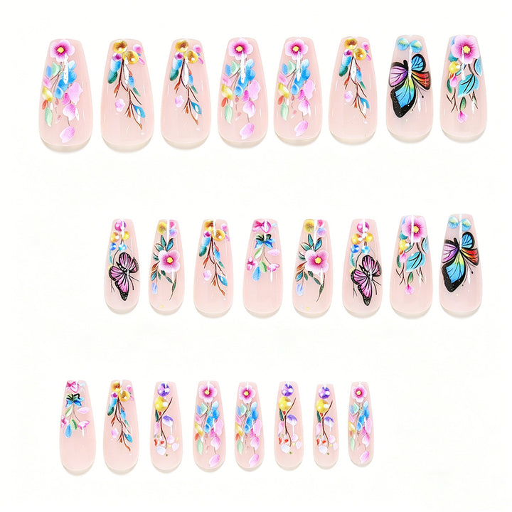 Artistic Butterfly Design Press-On Nail Set Bowlift